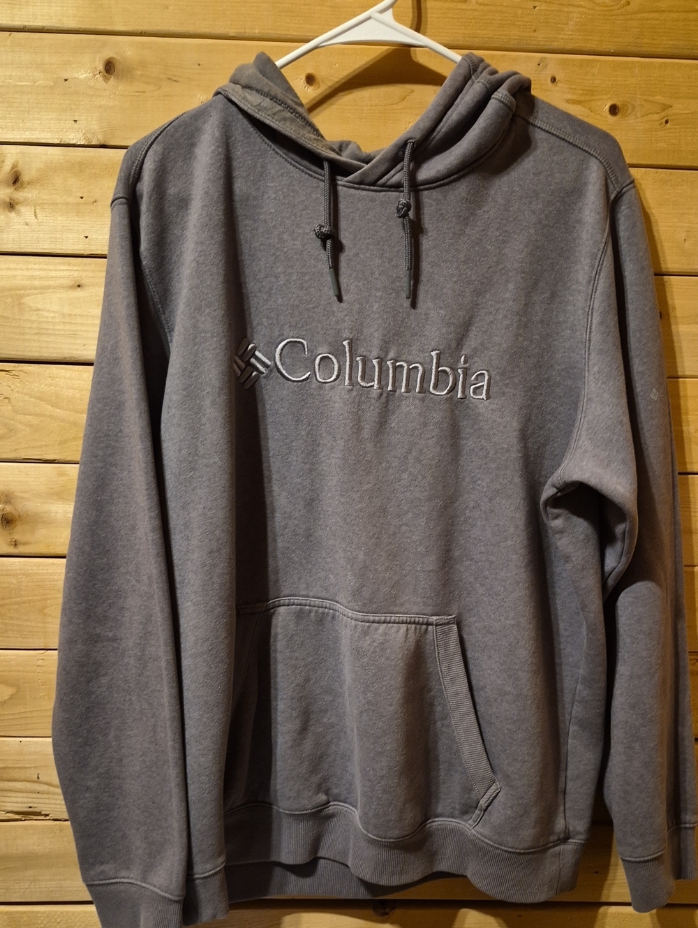 Mens Columbia Hoodie Size Large Grey Cotton Blend